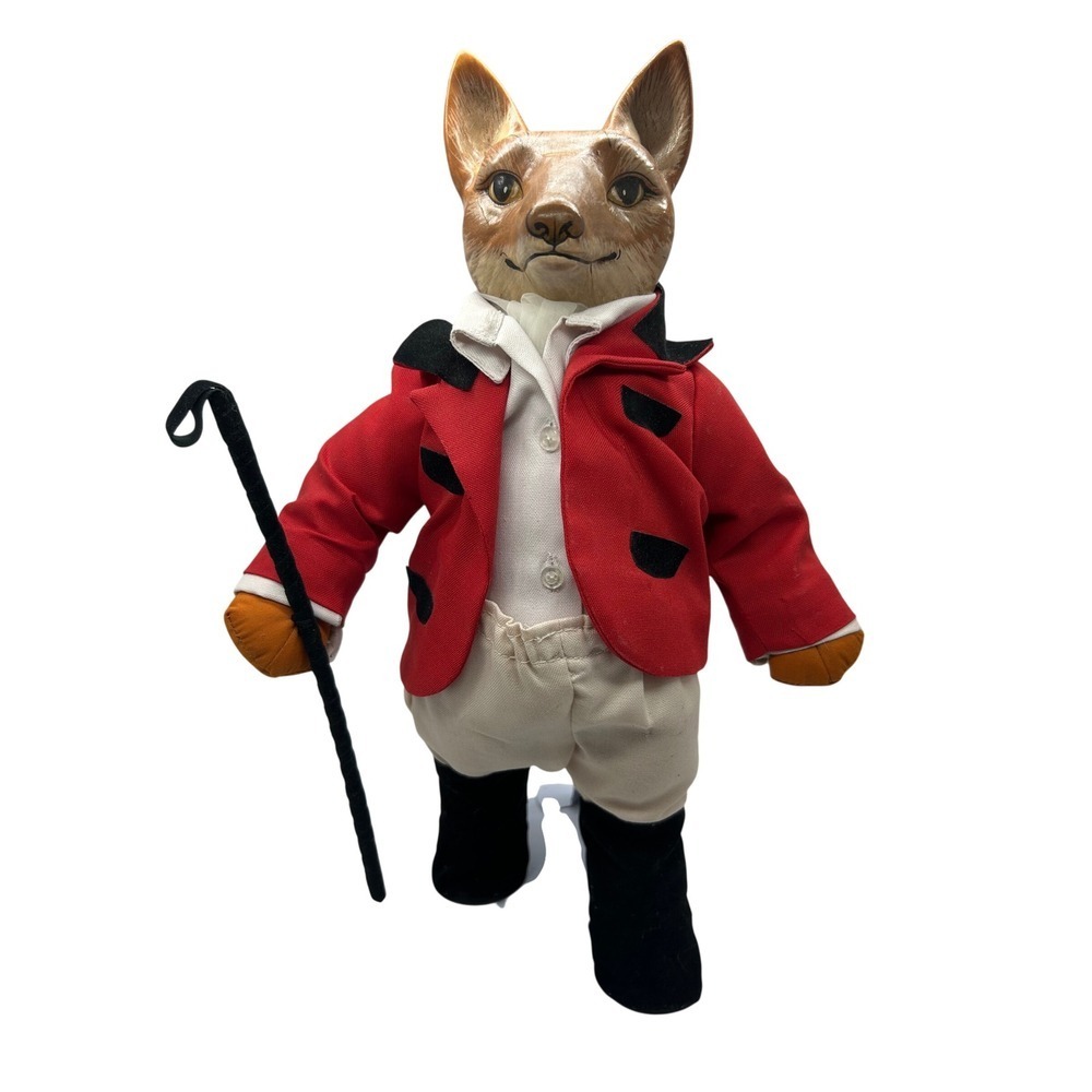 VTG Anthropomorphic Fox Hunter Porcelain Head Equestrian Hunt Coat Decor 15"